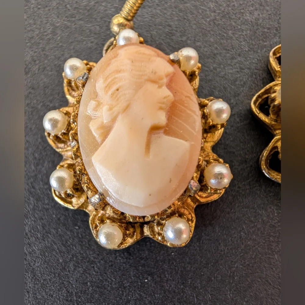 Vintage Cameo Earrings That Have Been Converted To Pierced Dangles